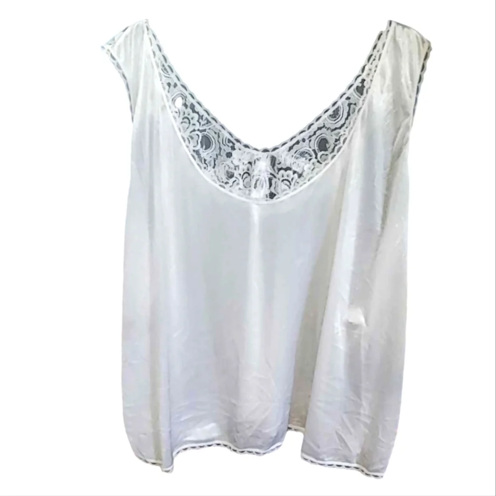 American Vintage Womens White Mel Lin Lingerie Cami Top Silky Soft - Picture 2 of 6